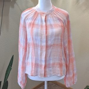 Cloth & Stone Coral Shirred Raglan Shirt Sz Sm